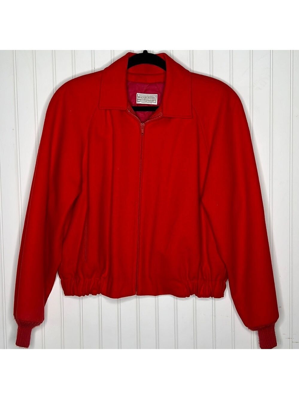 - Pendleton Red Wool Crop Jacket Size Large